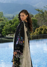 1B BLACK THRONE | Embroidered Lawn 3 Piece Unstitched Suit