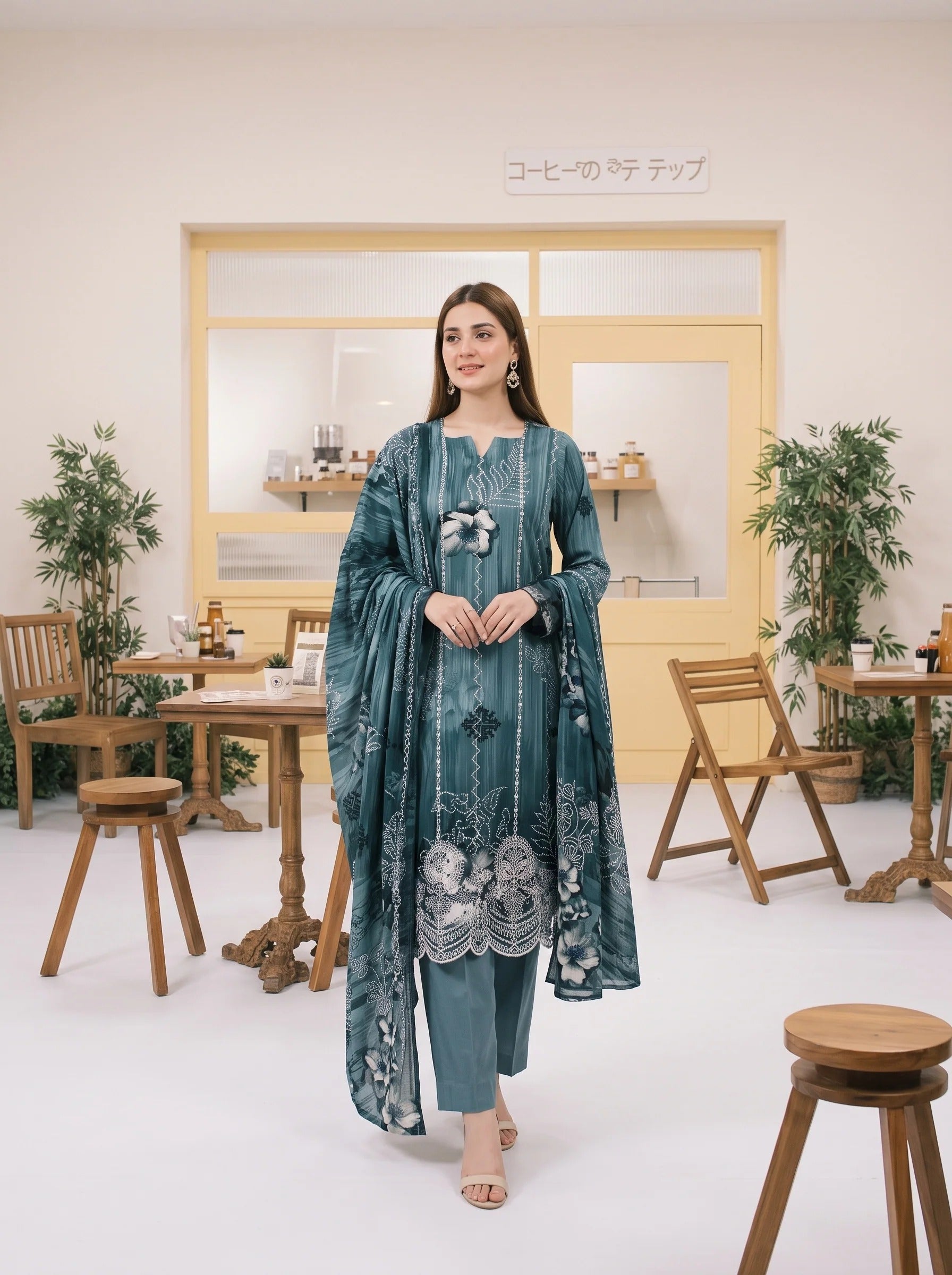 MIRAAS BY TAWAKKAL 3pcs Un-Stitched Emb Printed Staple- D-5933