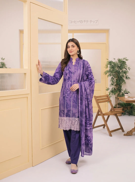 MIRAAS BY TAWAKKAL 3pcs Un-Stitched Emb Printed Staple- D-5929