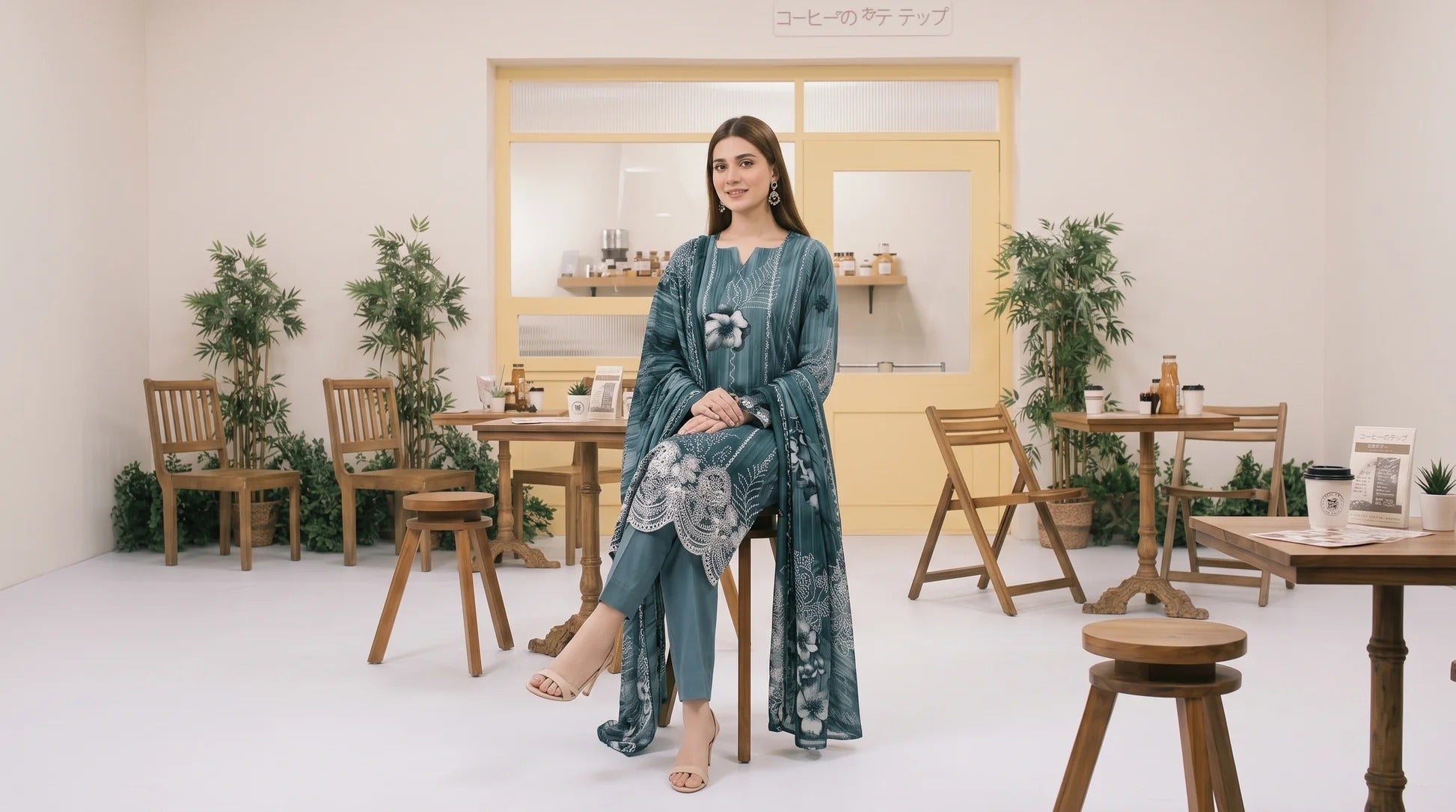 MIRAAS BY TAWAKKAL 3pcs Un-Stitched Emb Printed Staple- D-5933
