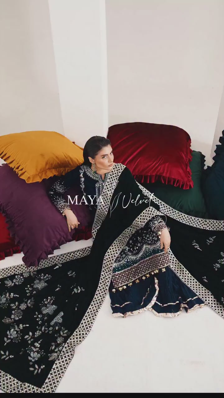 Nureh Maya Velvet Unstitched'NW-109