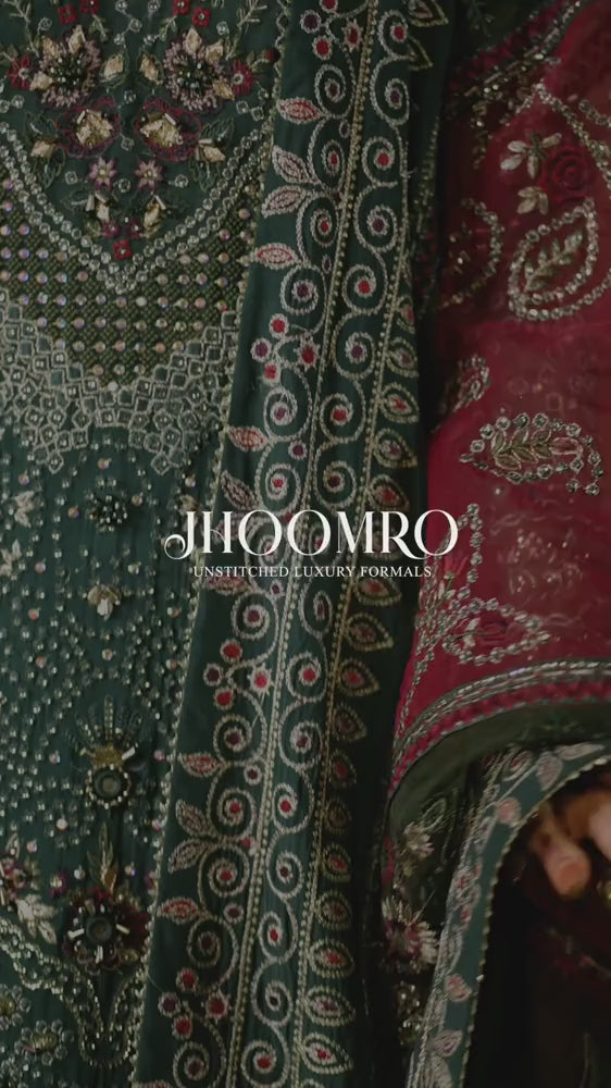Nureh NL-68 SHADMANI: Jhoomro Luxury Embroidered Chiffon Unstitched Suit
