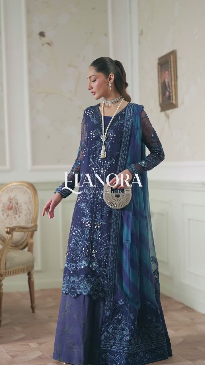 Nureh NEL-79  Embellished Embroidered Chiffon Unstitched Luxury Suit