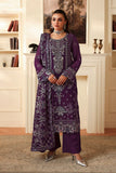 DASTAN  by Ramsha T-406 Luxury Chiffon Suit - Intricately Embroidered Formal Ensemble with Hand-Embellished Organza Neckline & Sequin Shawl (Unstitched 3-Piece)