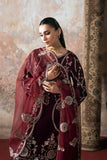 Ramsha V-701 | Luxury Embroidered Maroon Velvet 3-Piece Suit