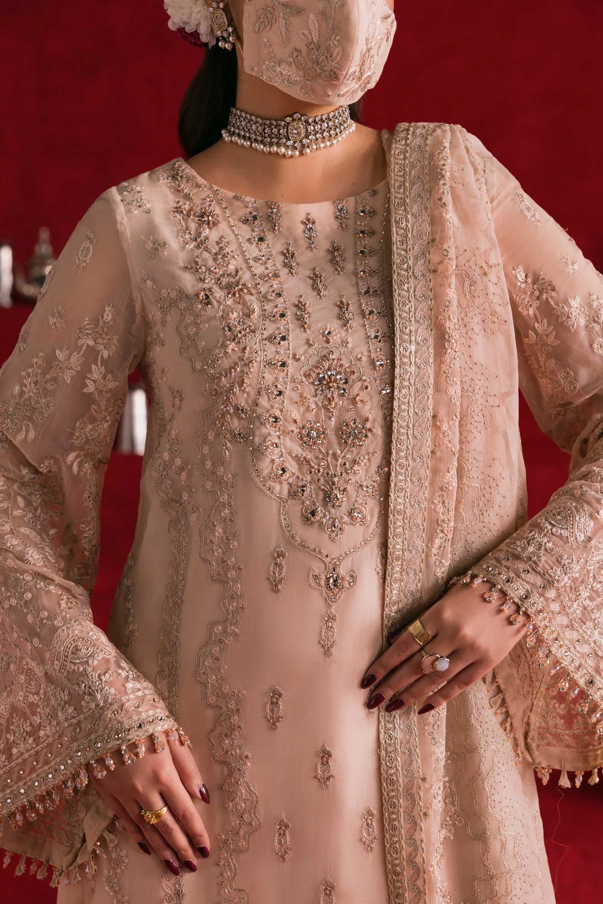 Flossie Kohinoor KOH-101 - Exclusive Hand-Embroidered Chiffon Formal Suit