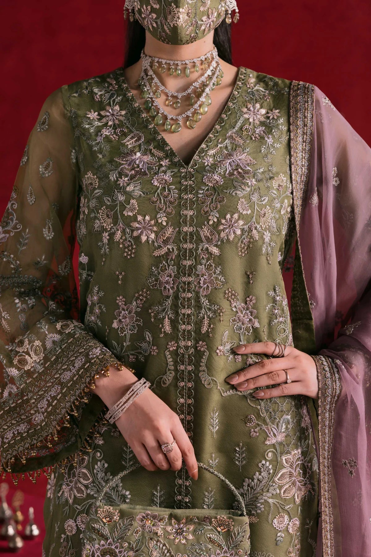 Flossie Kohinoor KOH-110 - Hand-Embroidered Chiffon Unstitched Luxury Formal Suit