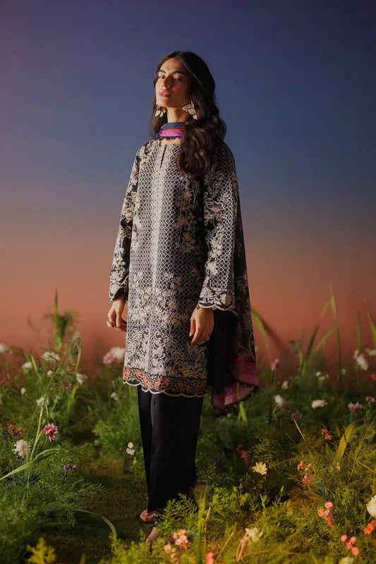 Noir Écru | SS1-26-36 - Sahar Mirha Lawn