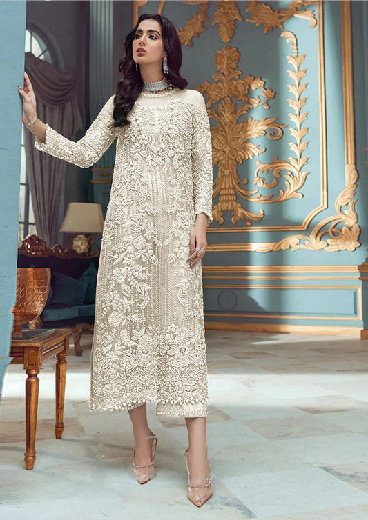 Maria B Adela By Mushq – White Formal Collection | Hand-Embellished Organza 3-Piece Suite